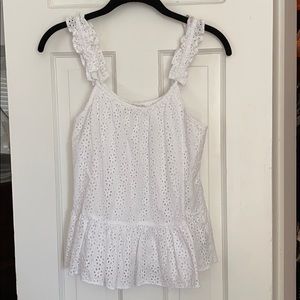 White Eyelet Ruffle Strap Tank Top - Madewell